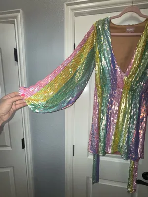 Show Me Your Mumu Rainbow Sequin Mini Dress thumbnail 3