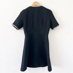 CeCe Black Tweed Button Front Feminine Chic Elegant Preppy Classic Mini Dress thumbnail 7