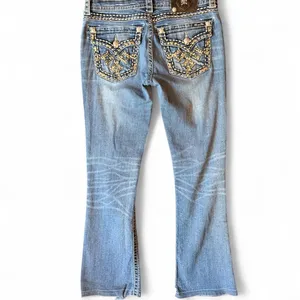 Miss Me Signature Rise Boot Jeans Size 30 Medium Wash Embellished Flap Pocket thumbnail 3