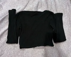Reformation Black Cardigan with Pearl Buttons thumbnail 2