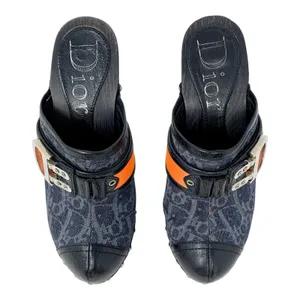 Dior Galliano SS 2006 Flight Diorissimo Monogram Denim Platform Clog Heels EU 36 thumbnail 3