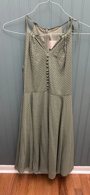 Gal Meets Glam Sage Green Lattice Swiss Dot Halter Fit & Flare Dress Size 0 thumbnail 1