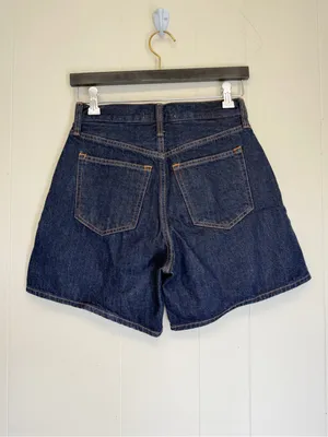 NWT ABERCROMBIE & FITCH The Loose Short High Rise Dark Wash Shorts 24 thumbnail 6