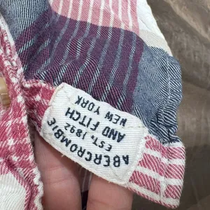 Abercrombie & Fitch 2013 Pink Blue Button Up Plaid Flannel Shirt XS thumbnail 4