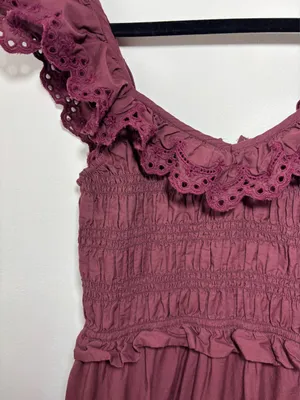 Madewell Lucie tiered burgundy dress size 2 (105) thumbnail 5