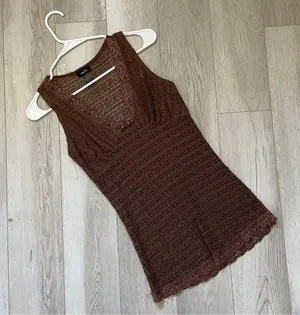 Rue21 Y2K Tank Top lace sheer womens Brown (medium) vintage retro going out thumbnail 1