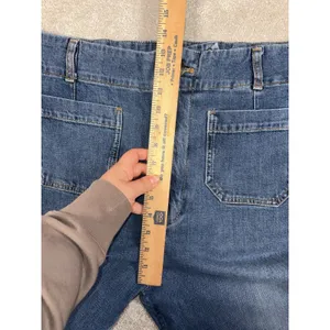 pilcro the skipper jeans 32 tall raw hem‎ Wide Leg Crop Jeans Denim (33x31) thumbnail 9