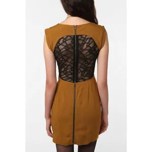 ✨Silence + Noise Womens short sleeve brown/green Sz 4 dress w/ lace✨ thumbnail 2