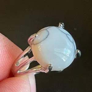 White gemstone S925 silver ring size 5.5 thumbnail 6