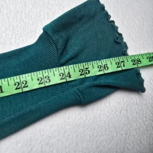 ASOS 36Y NWT Teal Ribbed Knit Maxi Dress Flared Lettuce Hem Sleeve Long Sleeve S thumbnail 11