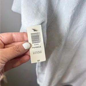 Aritzia Wilfred Free NEW Light Blue Short Sleeve Terry Cloth Shirt Size Small‎ thumbnail 4
