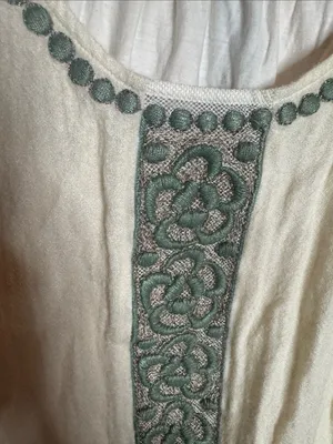 Anthropologie Deletta Ivory Sage Embroidered Cotton Wool Blend Blouse Small thumbnail 4