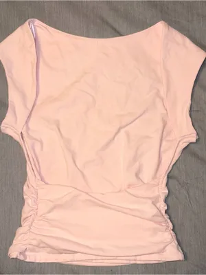 Garage SuperSoft Ruched Back Top Small Light Pink, Open Back Cap/Short Sleeve thumbnail 4