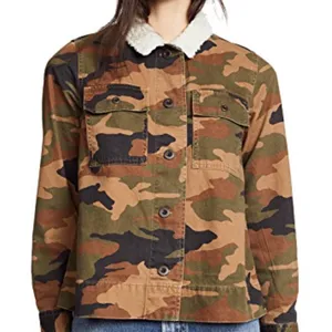 NWT Madewell Northward Camo Army Shirt Jacket Shearling Collar Cotton thumbnail 7