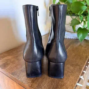 Easy Spirit Ankle Boots Womens Black Leather Square Toe Block Heel Side Zip thumbnail 4