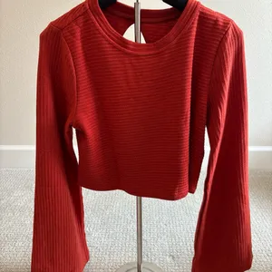 NWT Band of‎ the Free Alize Rust Crop Top Boho Bell Sleeve Ribbed M thumbnail 1