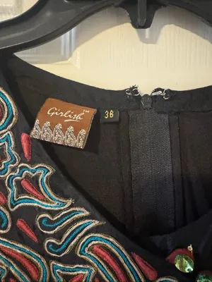 Girlish Embroidered Mesh Fit & Flare Dress Size 36 Black Boho Beaded thumbnail 7