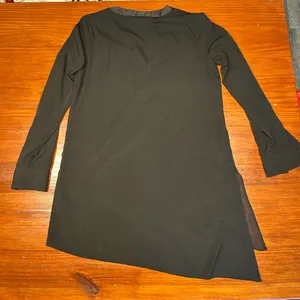 White House Black Market Black Asymmetric Layered Long-Sleeve Top thumbnail 2