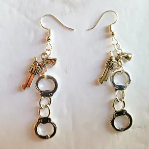 Punk Earrings - Gun & Handcuff Charms NWOT thumbnail 4