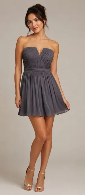 J. Crew NWT 47S Nadia Strapless Silk Chiffon‎ Dress Graphite Grey Notched Size 0 thumbnail 1