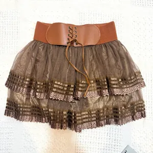 Mint Green M tulle layered corset waist mini skirt SK2 3643 thumbnail 6