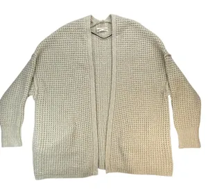 Anthropologie‎ Open Knit Cardigan Waffle Knit Cozy Layering Neutral Size M thumbnail 1