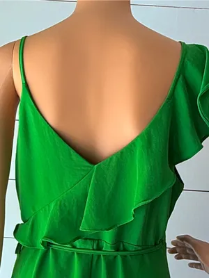 DO+BE Emerald Green Ruffle Wrap Mini Dress Sz L thumbnail 6