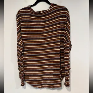 Blu Pepper boutique fall stripe‎ button down lightweight sweater thumbnail 4