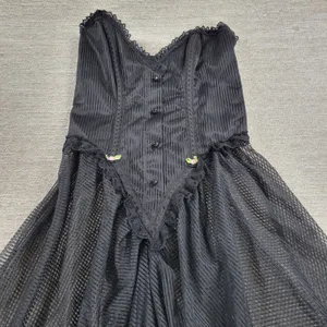 VTG E Bole Gothic Corset Lingerie Dress Small Black Sheer Mesh Maxi Grunge NEW thumbnail 5