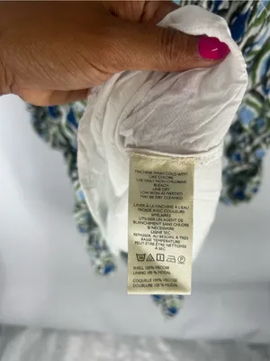Anthropologie Navy and Cream Geometric Ruffle Mini Dress thumbnail 10
