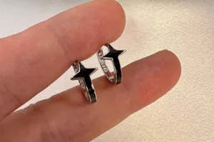 14mm Star Small Hoop Earrings for Men Women,Streetwear Punk Hip Hop Unisex Style thumbnail 4