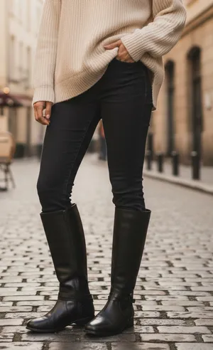 Frye Melissa Belted Black Leather Tall Riding Boots Shoes size 6 thumbnail 1
