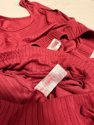 New Mix Ribbed Crop Tank and Drawstring Shorts Set in Red thumbnail 5