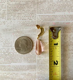 Handmade light pink Czech glass teardrop & moon cute fairy dangle earrings🩷🌛 thumbnail 7