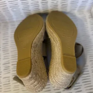 Kanna Spain Women 38 7.5 Taupe Pebbled Leather Espadrille Wedge Sandals‎ Boho thumbnail 5