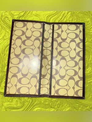 Vintage Y2K Coach Metallic Bronze Leather Checkbook Cover thumbnail 2