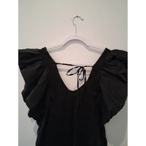 Daily Practice Anthropologie Malibu Creek Dress Cotton Ruffle Black measures Med thumbnail 9