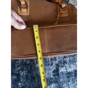 Fossil Purse Brown Leather Silver Key Hardware Zip Close Pockets Braided Handle thumbnail 6