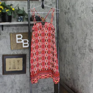 NWT Teeze Me Juniors Printed Handkerchief-Hem Shift Dress Red Paisley M thumbnail 3