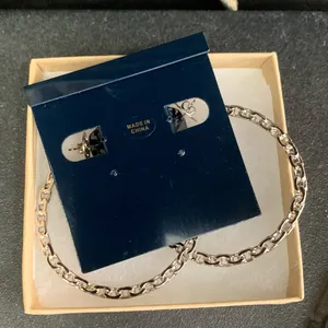 Tory Burch TB Dangle Hoop Earrings Silver Colored Bohemian Retro Brand New thumbnail 6