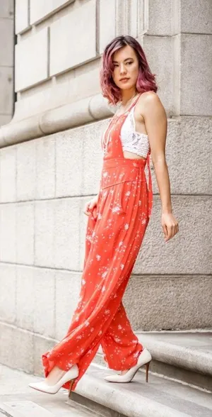 Free People Sweet in the Streets Floral Overalls Jumpsuit thumbnail 1