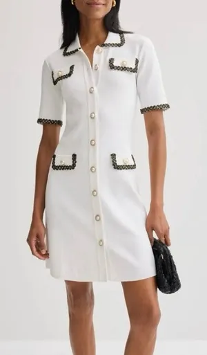 Alexia Admor Odette Button Down white Mini Dress XS thumbnail 1