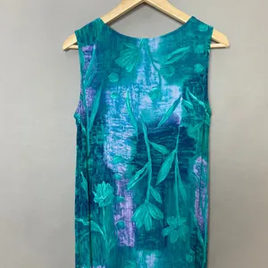 Two Piece Dress Blouse Floral Crinkle Fabric Sleeveless Shift Summer Casual thumbnail 6