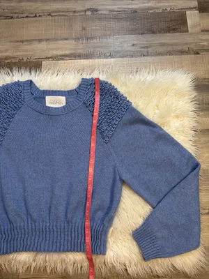 Anthropologie Mare Mare Cinched crew neck sweater with loop knit detail blue M thumbnail 6