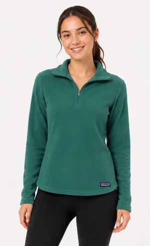 Patagonia Micro D Green Quarter-Zip Fleece Pullover Women’s M thumbnail 1