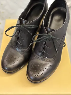 Franco Sarto Black Lace-Up Brogue Heel Boots thumbnail 1
