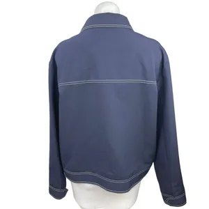 Topshop Navy Blue Zip Up Collar Long Sleeve Windbreaker Rain Coat Jacket 12 thumbnail 2