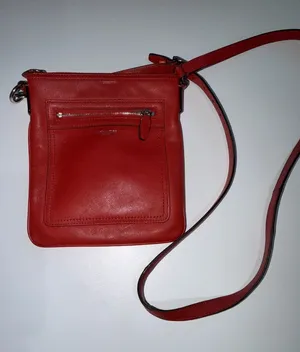 Coach Legacy Swingpack 47989 Coral Red‎ Leather Crossbody Bag w/Charm Zip L thumbnail 1