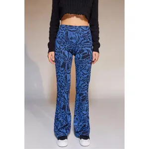 Urban Outfitters Bryn Pull On Flare Pants Blue And Black Swirl Print size XS thumbnail 12
