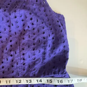 Eva Mendes NY&Co Purple Eyelet Fit Flare Dress Sz 12 Summer Cottagecore Classic thumbnail 11